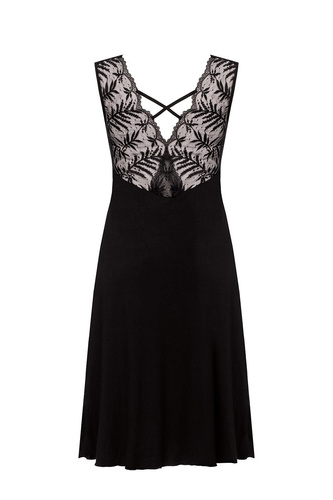 Nachthemd Petra KM29 Mefemi von Nipplex, Schwarz – Viskose, Spitze, wadenlang