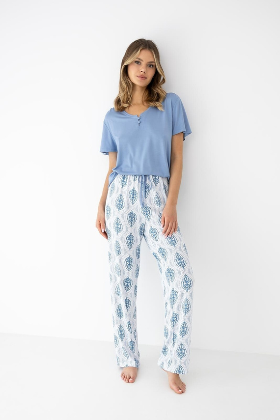Sensis Gracelyn Damenpyjama aus Viskose weiß-blau Set