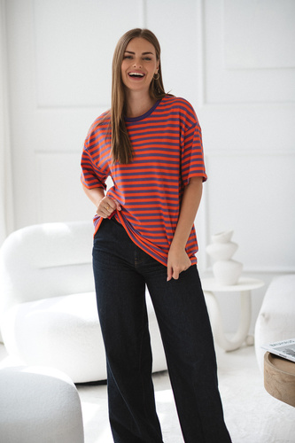 Mamahood Milk&Love Schwangerschafts- und Still-T-Shirt, lila und orange – bequem und stilvoll