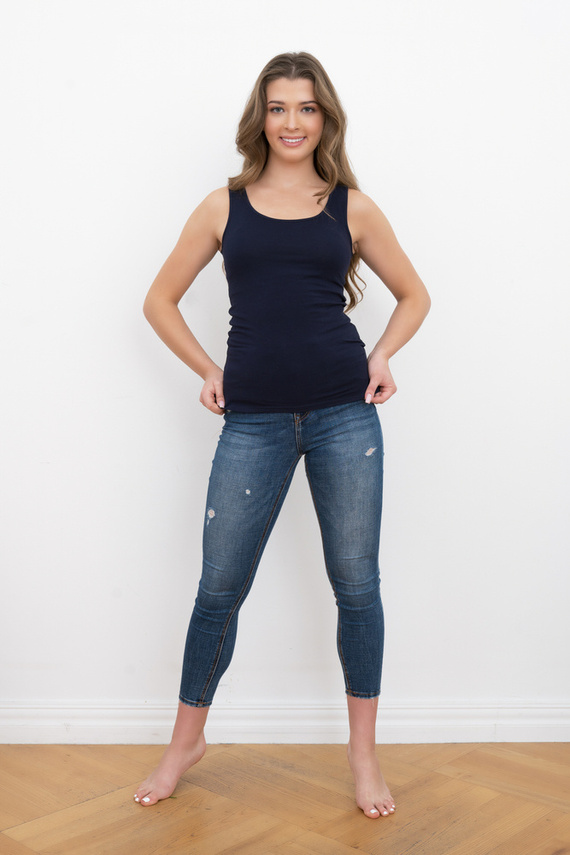 Ibiza Damen Hemd mit breiten Schultern Italian Fashion - navy blau 