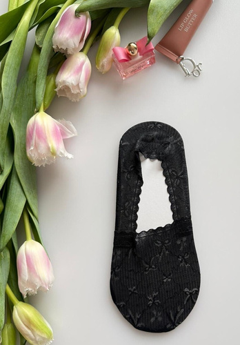 Damen Ballerina-Socken Magnetis Spitze mit Silikon – unsichtbare Füßlinge black