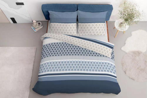 5028 Eine Detexpol-Geometrie-Mikrofaserbettwäsche, blau