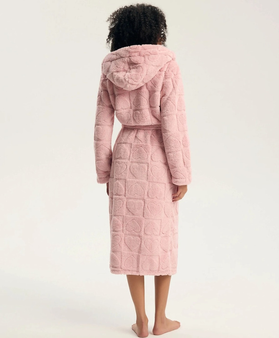 Henderson Gitte 45427 Damenbademantel Pink Weich mit Kapuze und Taschen
