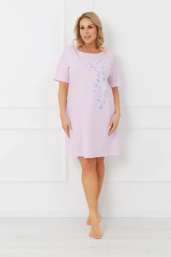 Damen Nachthemd ERULA Italian Fashion Baumwolle Jersey Kurzarm Plus Size