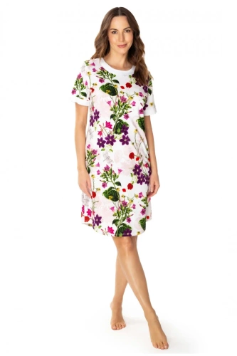 86669 Nataly Möwen-Nachthemd mit Blumendruck