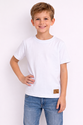 KAR-2007/BIA Lagarto Verde T-Shirt für Jungen, weiß
