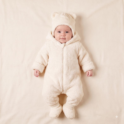 226269 Nicol HANIA Strampler mit Bärchen + Baby-Booties, cremefarbenes Set