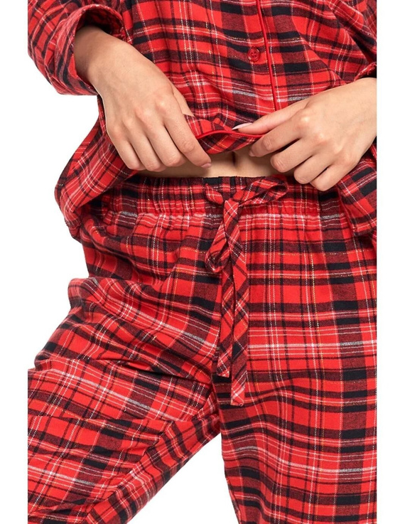 Moraj Damenpyjama PDD6600-002 – kariertes Flanell, geknöpft