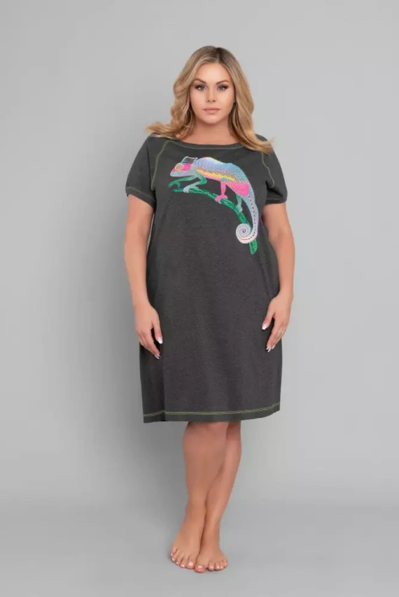 Volta Kurzarm-Nachthemd Italian Fashion - dunkel melange/grün