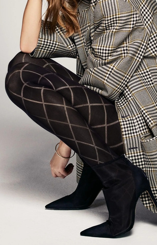 Grandi Rombo Strumpfhose 60 den Veneziana schwarz – geometrisches Muster, weich und flexibel