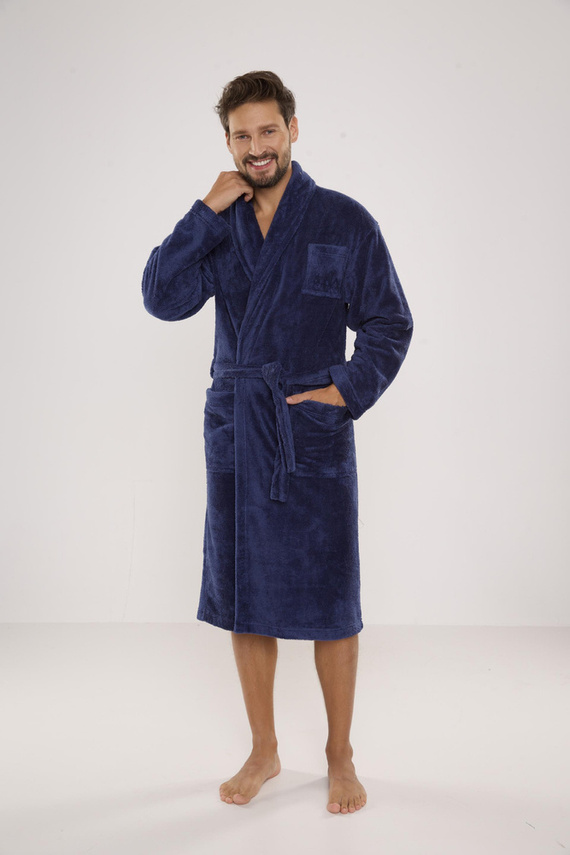 811 De Lafense Herren-Bademantel aus Plüsch - Denim