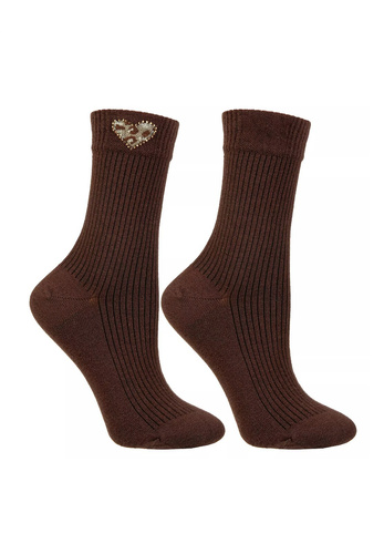 Damen-Socken Moraj CSL250-941 aus Baumwolle, gerippt, mit Herz und Leopardenmuster