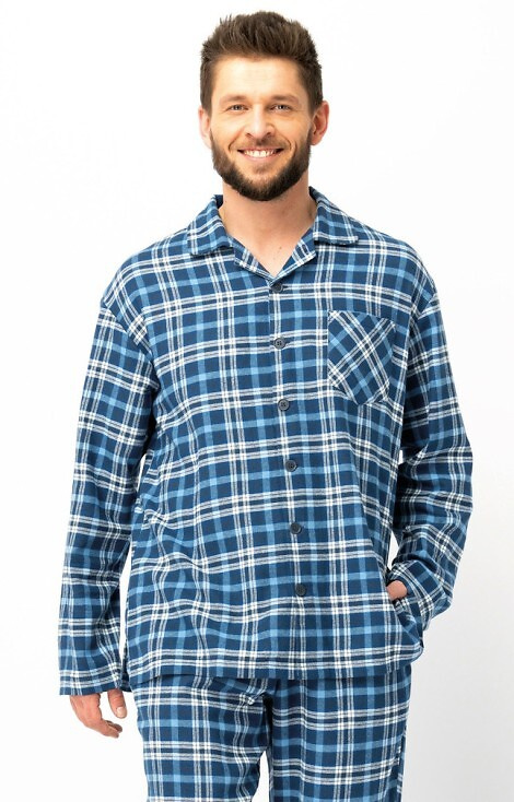 MNS 492 Key Jeans Herrenpyjama – kariertes Flanell, Baumwolle