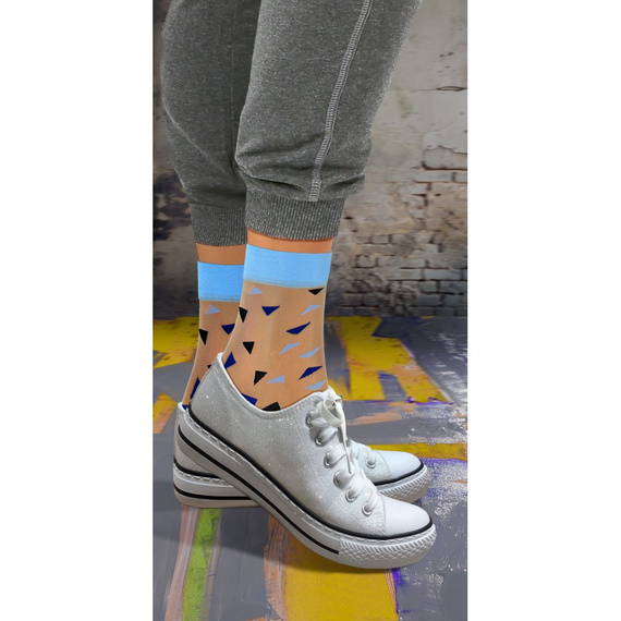 Sesto Senso Damen Nylonsocken, Dreiecke, blau