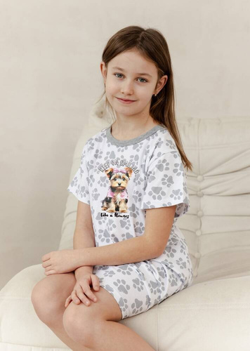 3390 Pixie Mädchenshirt Taro – Ecrugrau
