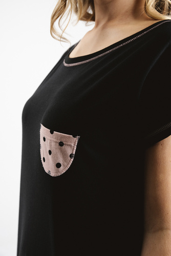 Buscato Damen-Schlafanzug mit kurzen Ärmeln, Shorts Italian Fashion- print/schwarz