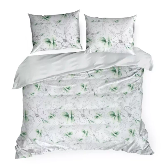 Frühling 28 Blumen Satinbettwäsche Eurovorhänge weiß/grün