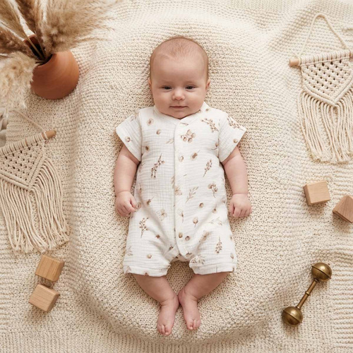 224200 Nicol Musselin Babystrampler aus Baumwolle, atmungsaktiv für den Sommer