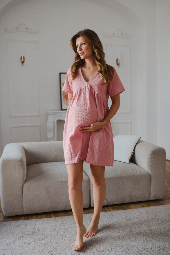 Flower Power Milk&Love Umstands- und Stillnachtkleid Boho Staubiges Rosa