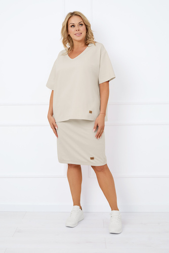 Caro Kurzarmbluse Italian Fashion - beige