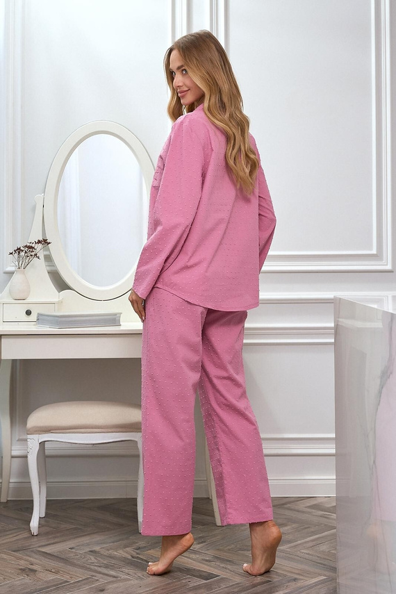 Pyjama 2613 L&L Baumwolle leicht geknöpft bequem Damen