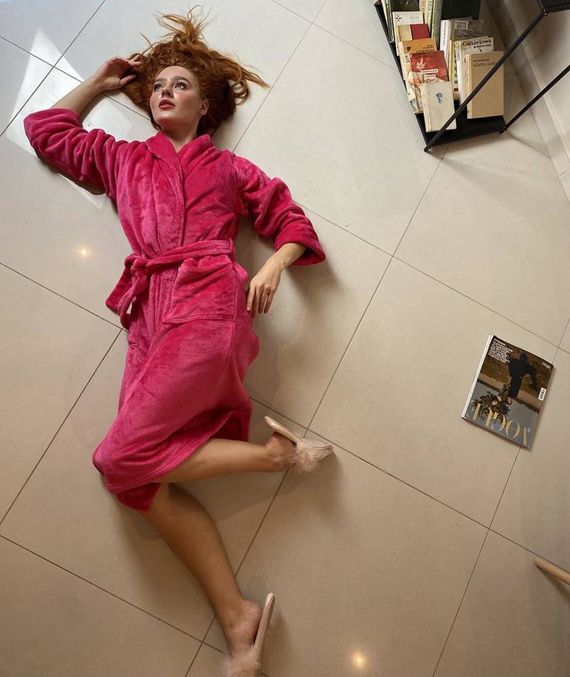 628 Abigail Long Forex Damen Bademantel - Himbeere