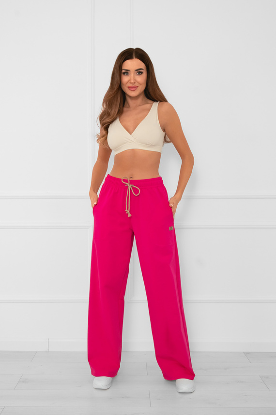 Lange Damenhose Caro fuchsia - elegante, stilvolle Hose in einer modischen Farbe