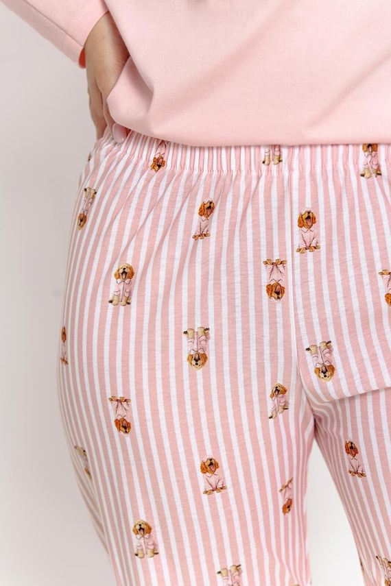 Damen-Pyjama Taro Nola 3623 Rosa 100% Baumwolle Langarm mit Hundemotiv