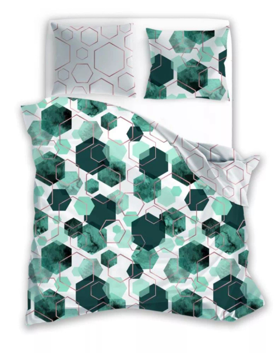 Milargo Verde 009 Geometrische Satinbettwäsche Farogrün