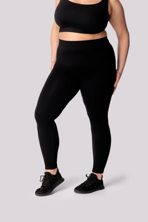 Gerippte Damenleggings Mona schwarz