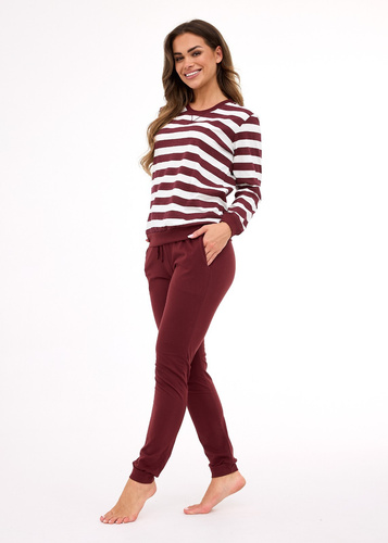 635/468 Cornette Molly 3 Damenpyjama | Baumwolle, ecrubraune Streifen, Hose mit Taschen