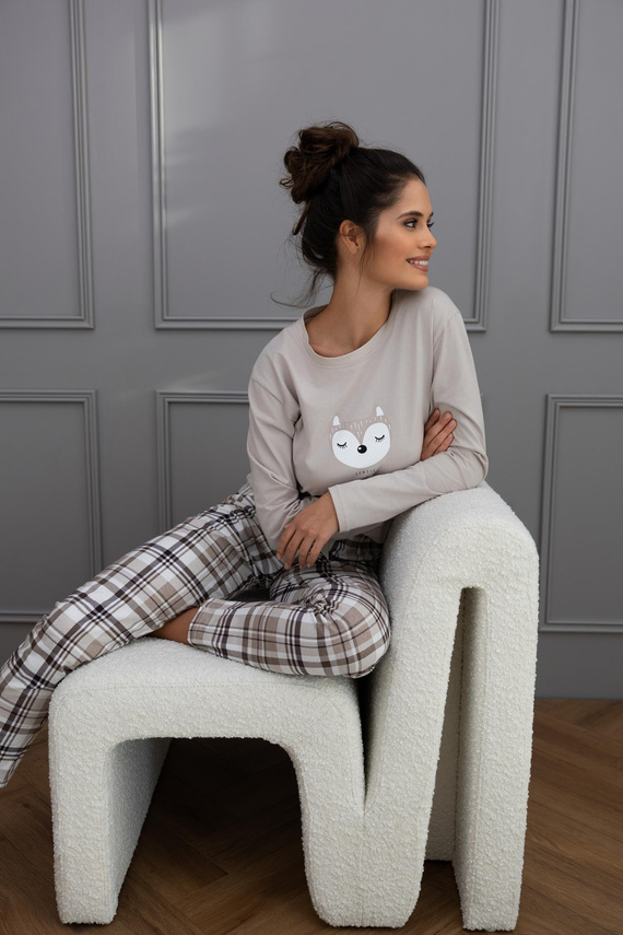 Tinsley Sensis Damenpyjama – Baumwolle, lang, kariert
