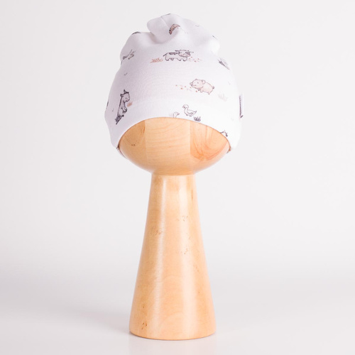 228054 Nicol FARMA Baby-Mütze 100% Baumwolle Tiere cremefarben