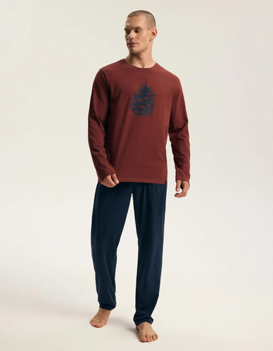 Henderson Core Fall 45494 Herren-Pyjama 100% Baumwolle Lang Maroon