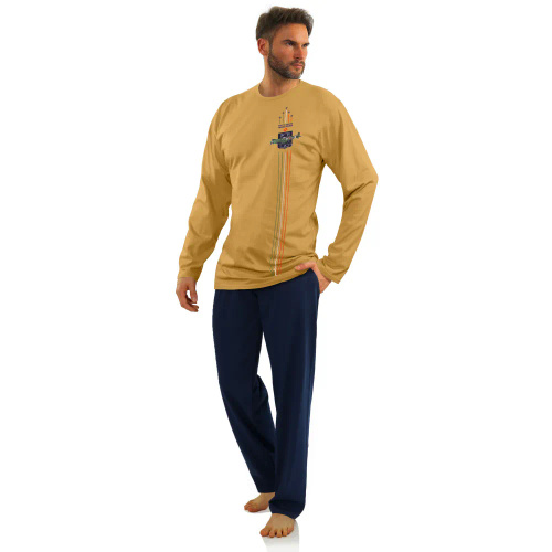 7542 Sesto Senso Herren-Langarmpyjama – Senf