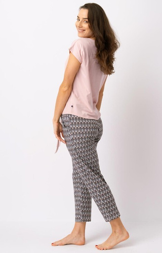 LNS 722 Key Damen-Pyjama aus Baumwolle – Puder-Mokka