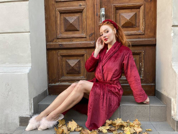 628 Abigail Long Forex Damen Bademantel - kastanienbraun