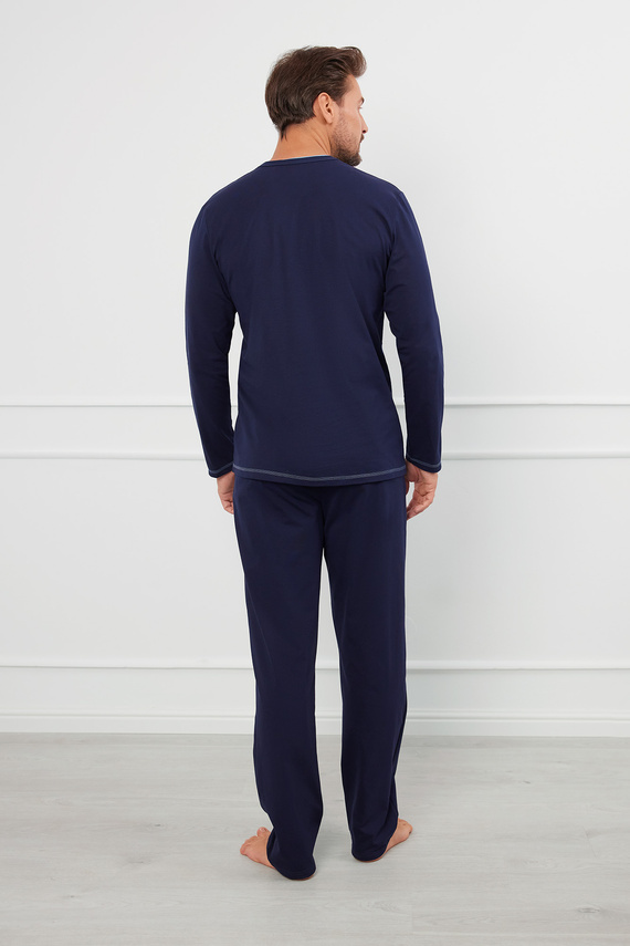 Salomon Herren Schlafanzug mit langen Ärmeln, lange Hose Italian Fashion - navy blau/blau