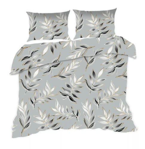 1745N Baumwollbettwäsche Classic E24 Karoblätter graphitgrau – 100 % Baumwolle, langlebig, farbenfroh, 2-teiliges Set