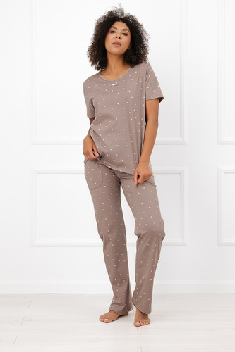 Damen-Pyjama Italian Fashion Madura aus Baumwolle, Kurzarm, Lange Hose
