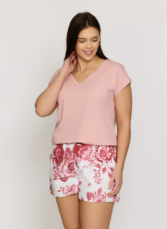 Damen-Pyjama Mefemi by Nipplex Elara PC71 aus Baumwolle, sommerlich, Shorts, rosa