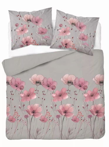 5493 B Detexpol Satin Stories Satinbettwäsche grau | 100 % Baumwolle, Satinbindung, Reißverschluss, Geschenkverpackung