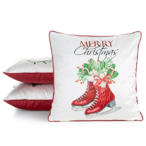 CHP390 Eurofirany Weihnachts-Kissenhülle 45x45 Samt mit Druck und Paspelierung
