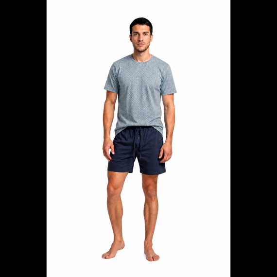Sesto Senso 2723/11 Granat Herren Baumwoll-Pyjama Kurz 100% Baumwolle