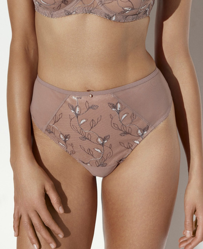 Ava 2274/B Mousse bestickte brasilianische Mikrofaser-Slip mit Netz