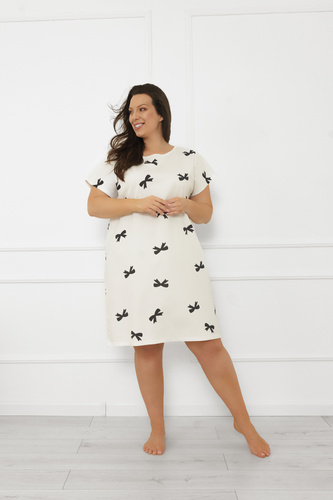 Damen Nachthemd Figaro - ecru, Baumwolle, kurzarmItalienische Mode