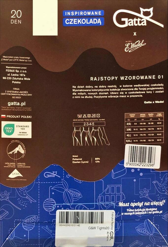 Wedel wz.01 Damenstrumpfhose 20 den Gatta - dunkle Schokolade