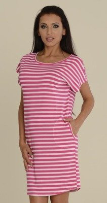 539 Jovite Nachthemd kr. hülse - Himbeere+Weiß