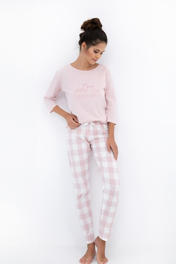 Annabelle Sensis Damenpyjama – Baumwolle, mit karierter Flanellhose