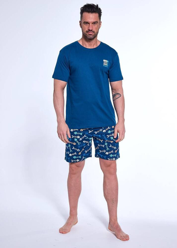 326/170 Fishing Cornette Herrenpyjama, Marineblau